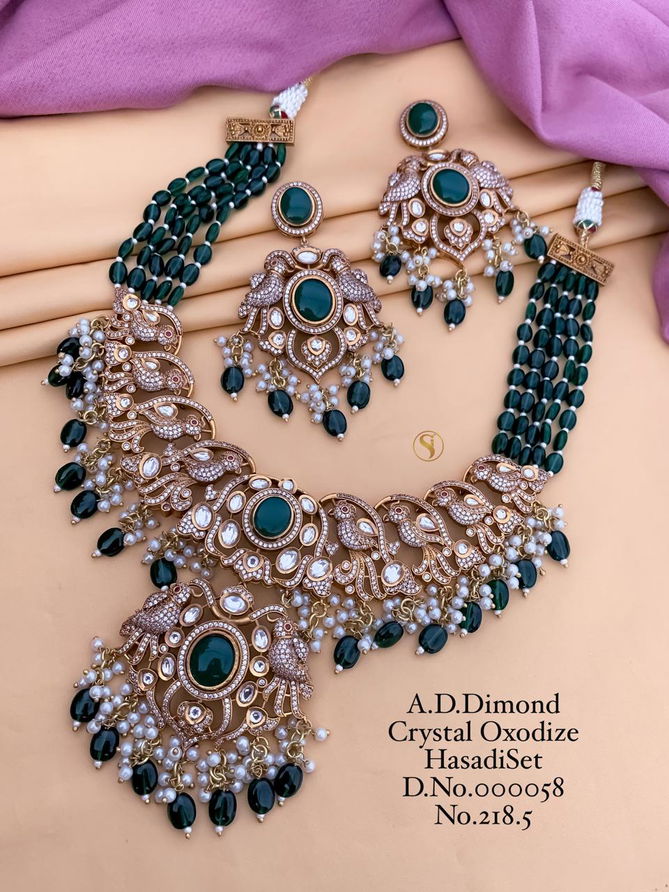 2185 AD Designer Crystal Oxodize Hasadi Set Wholesale Shop In Surat
